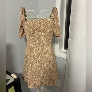 NWT Abercrombie & Fitch brown floral corset seamed mini dress size small